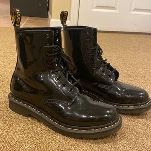 Dr. Martens Black Glossy Shiny Boots Women’s Size 10